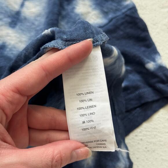 J.Crew Blue White Tie Dye Linen T-Shirt, Size Small - Picture 5 of 7